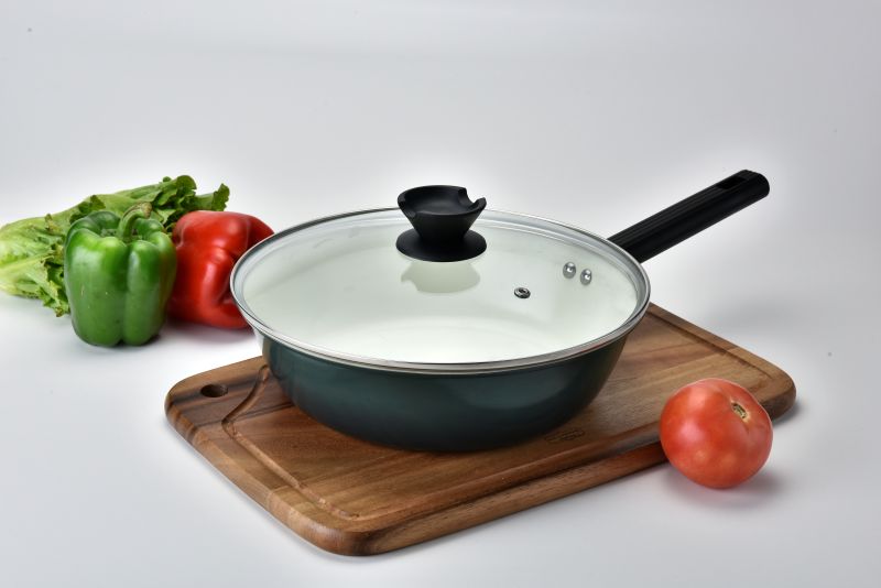 Aigabao carbon steel ceramic frying pan (with lid) 28CM, , large