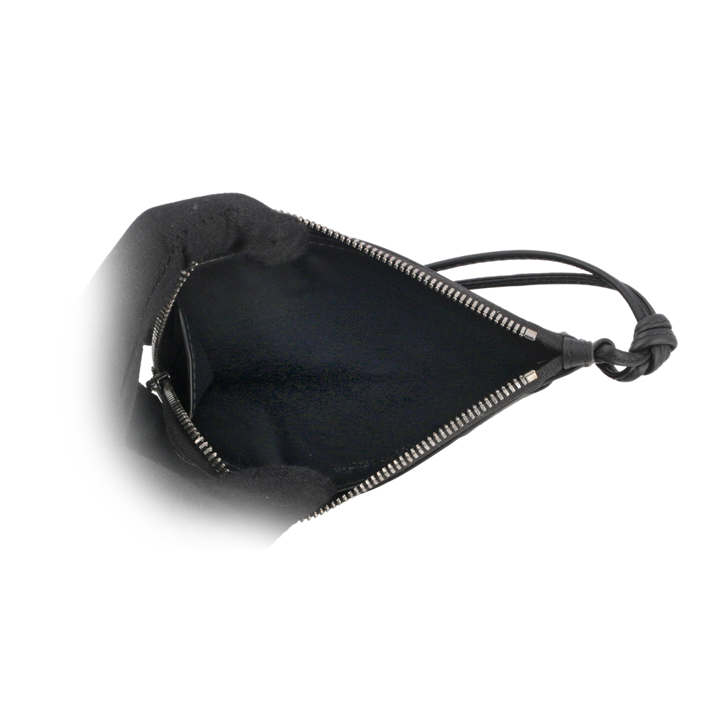 BOTTEGA VENETA L 型銀色拉鍊小牛皮編織附鑰匙釦卡包/零錢包/黑色, , large