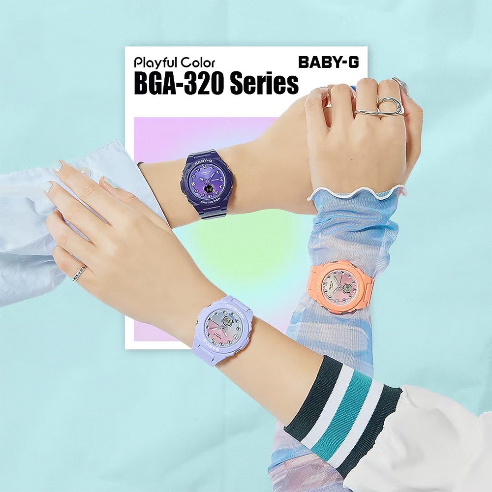 CASIO 卡西歐 BABY-G 冬日漸層女錶 手錶 BGA-320-2A, , large