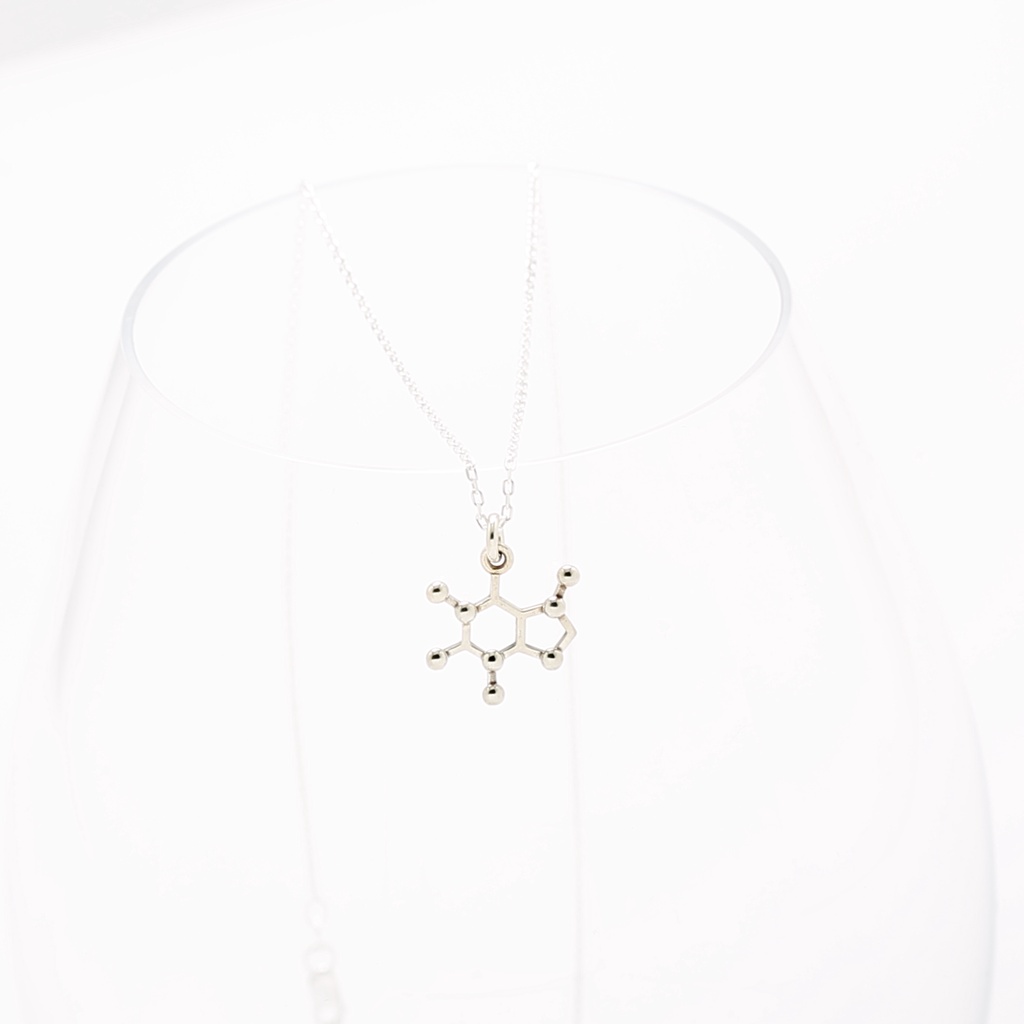 【Angel & Me】咖啡 咖啡因 分子 化學符號 s925 純銀 咖啡豆項鍊, , large