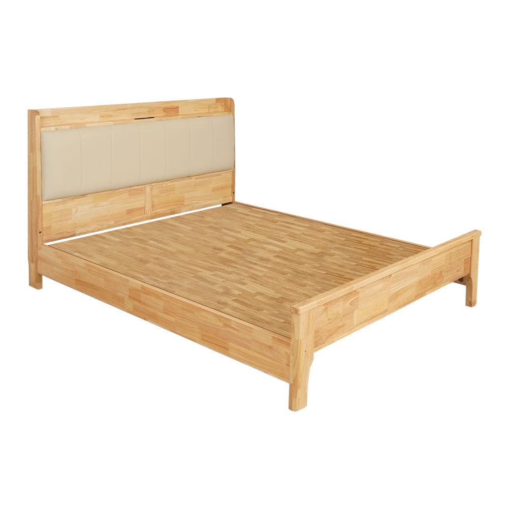 【Homelike】喜家居雙人加大6尺LED觸控燈實木床架組(附床板)(2338), , large