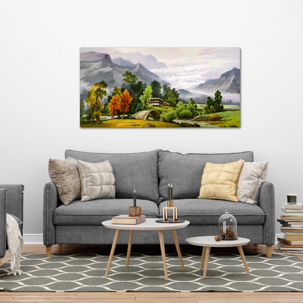 【御畫房】春山如笑 國家一級畫師手繪油畫60×120cm(VF-114), , large