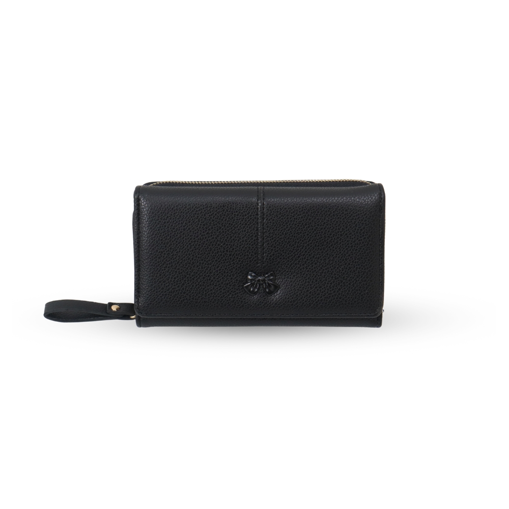 Ribbon&eacute; 柔霧翻蓋零錢長夾-黑色  女夾 人氣女用皮夾 情人節禮物, , large