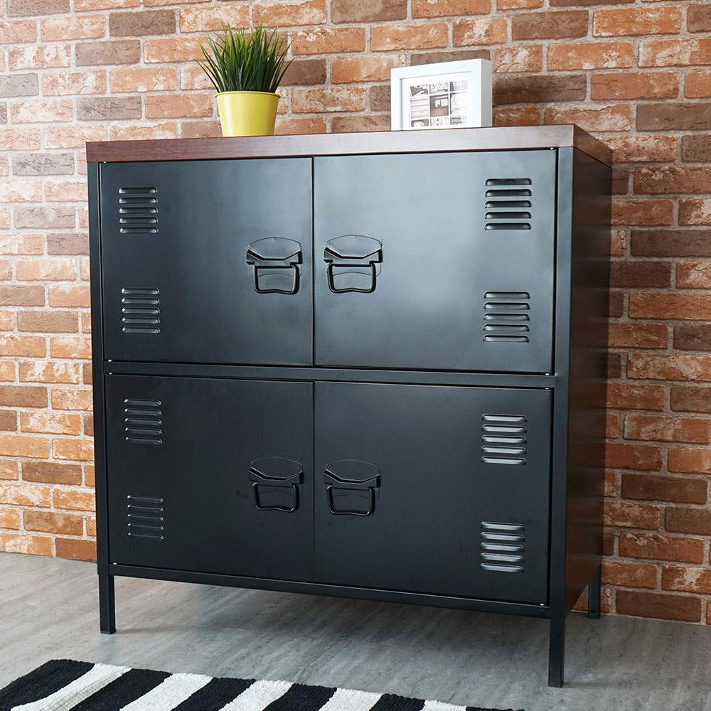 【Homelike】喜家居特爾工業風鋼製四門置物櫃(1804), , large