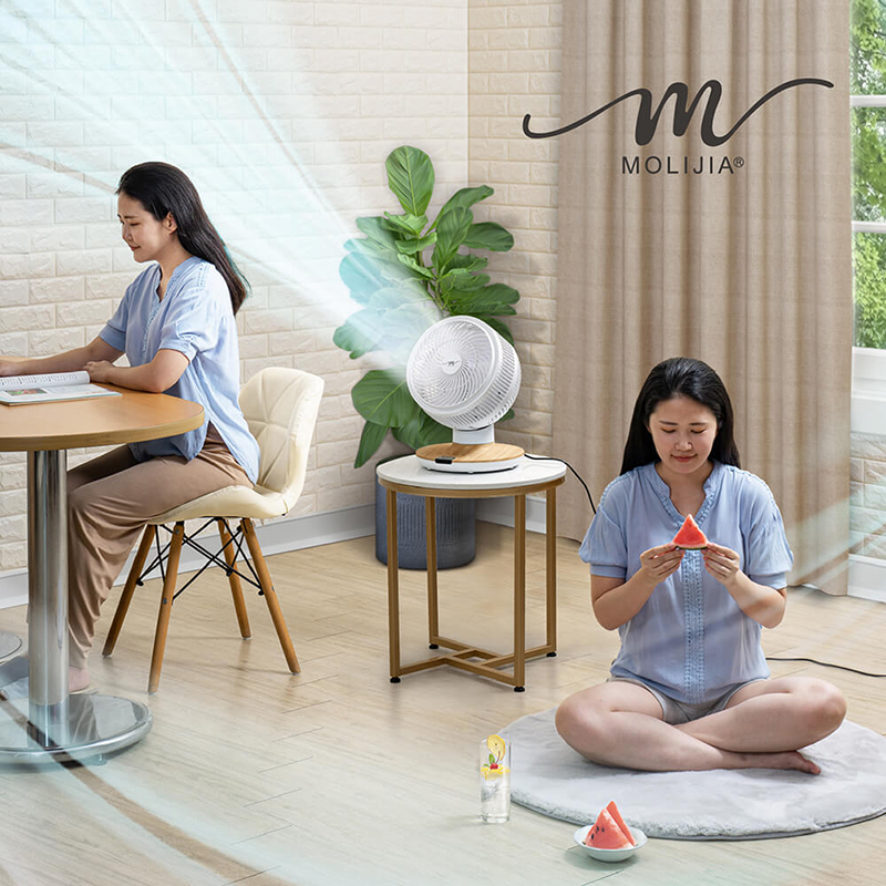 【MOLIJIA 魔力家】M187 全自動DC變頻無刷直流循環風扇-9吋-白木紋/桌上型/DC直流風扇, , large