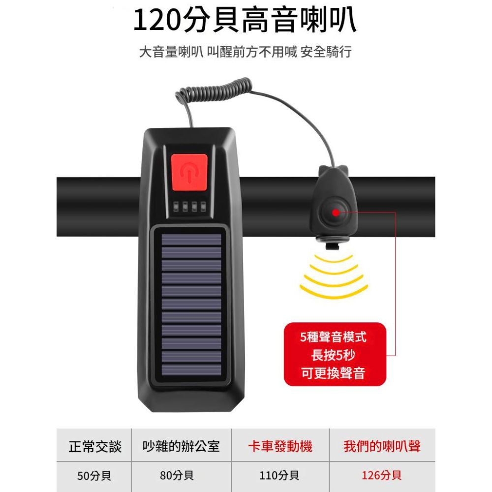 Solar-powered bicycle horn light (blue), , large