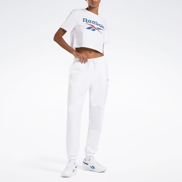 Reebok Ri Bl Crop Tee 女 短袖 上衣 短版T恤 運動 休閒 舒適 白 藍 [100037592], , large