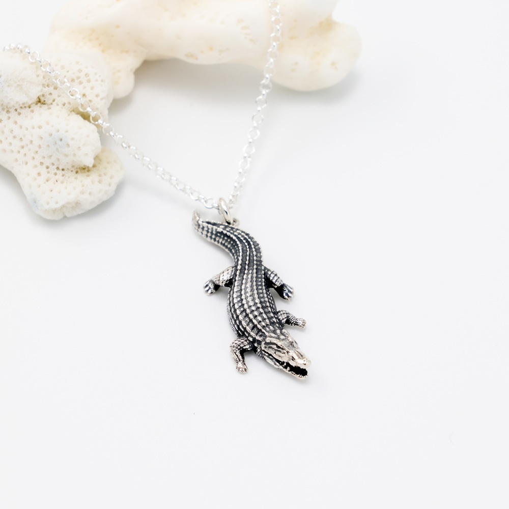 【Angel & Me】Alligator Crocodile s925 sterling silver necklace animal gift, , large