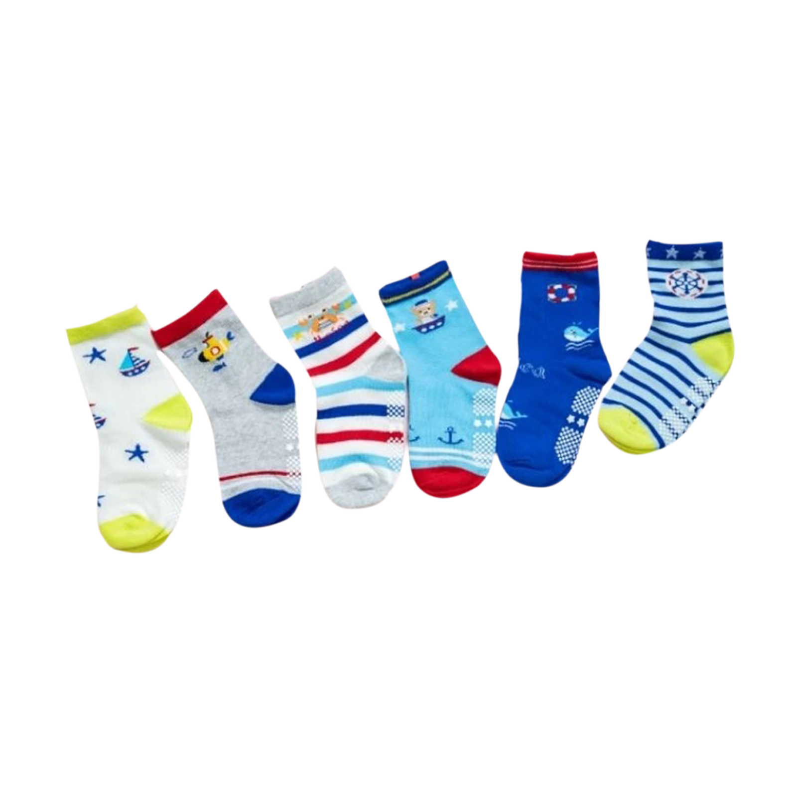 [Kaimei Cotton] MIT Made in Taiwan pure cotton non-slip children's socks (3-6 years old) - Maritime Expedition - 8 pairs, , large