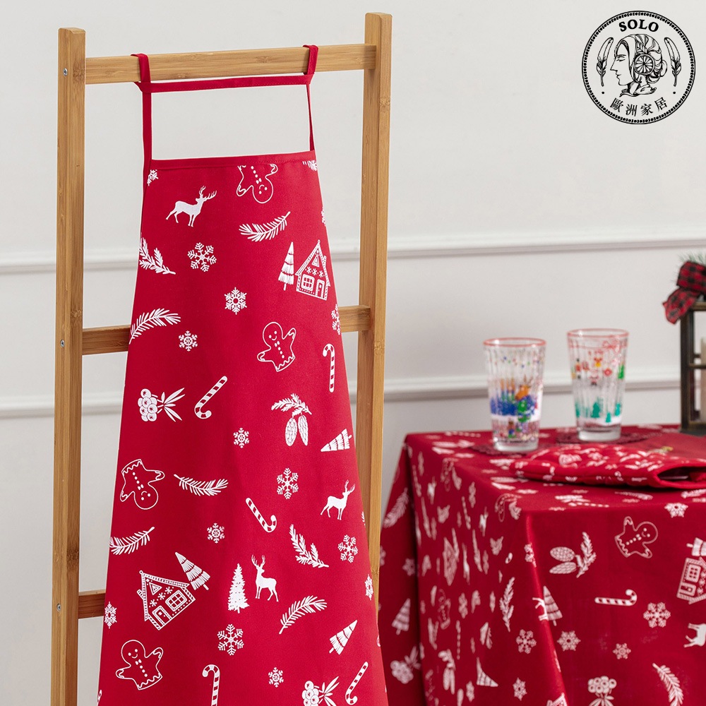 【SOLO歐洲家居】LCW Home 75x57cm 紅色聖誕糖果圍裙 100%純棉 土耳其製造, , large