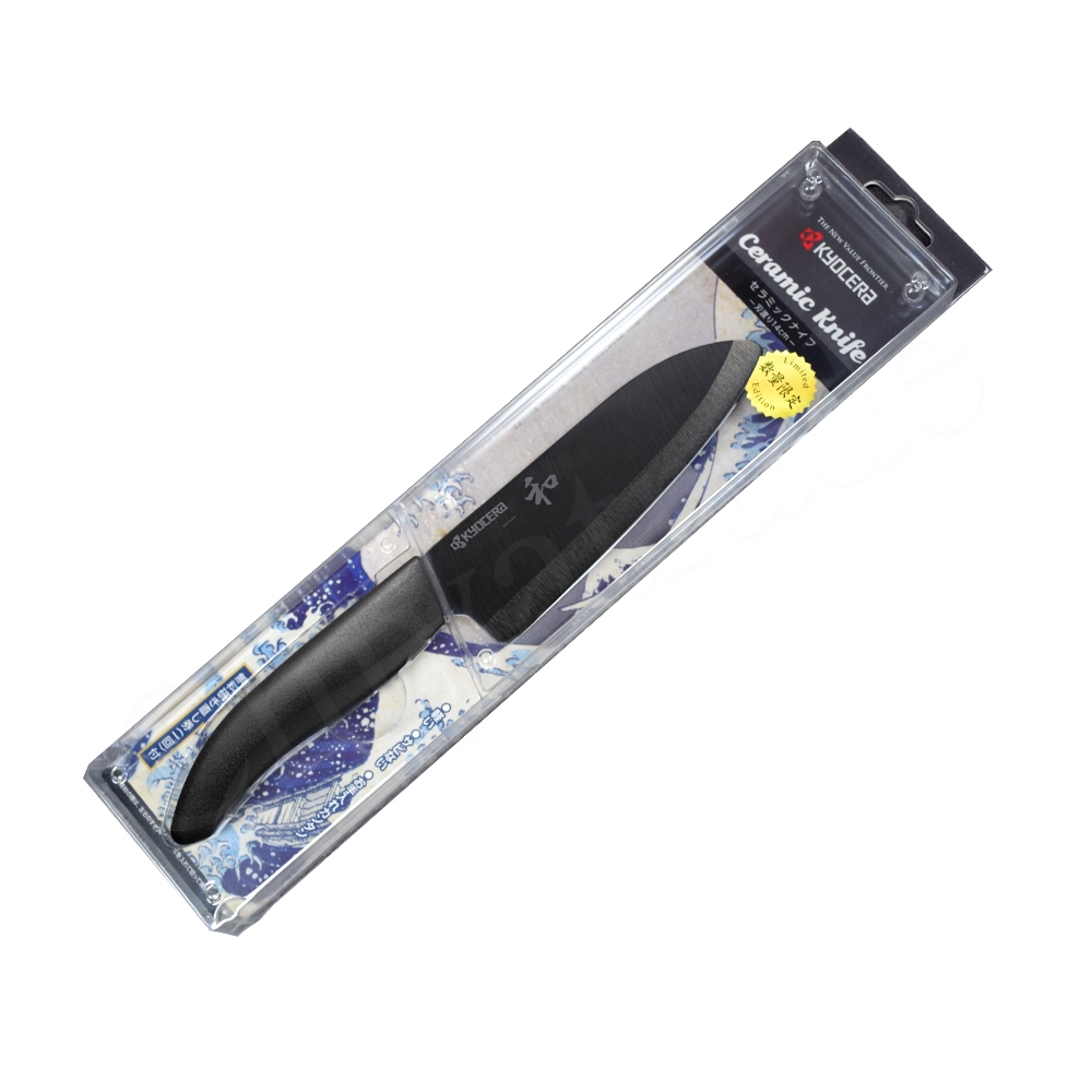 【KYOCERA京瓷】日本京瓷 抗菌多功能精密陶瓷刀 日本境內版限定 黑刀-14cm(北齋富嶽三十六景), , large