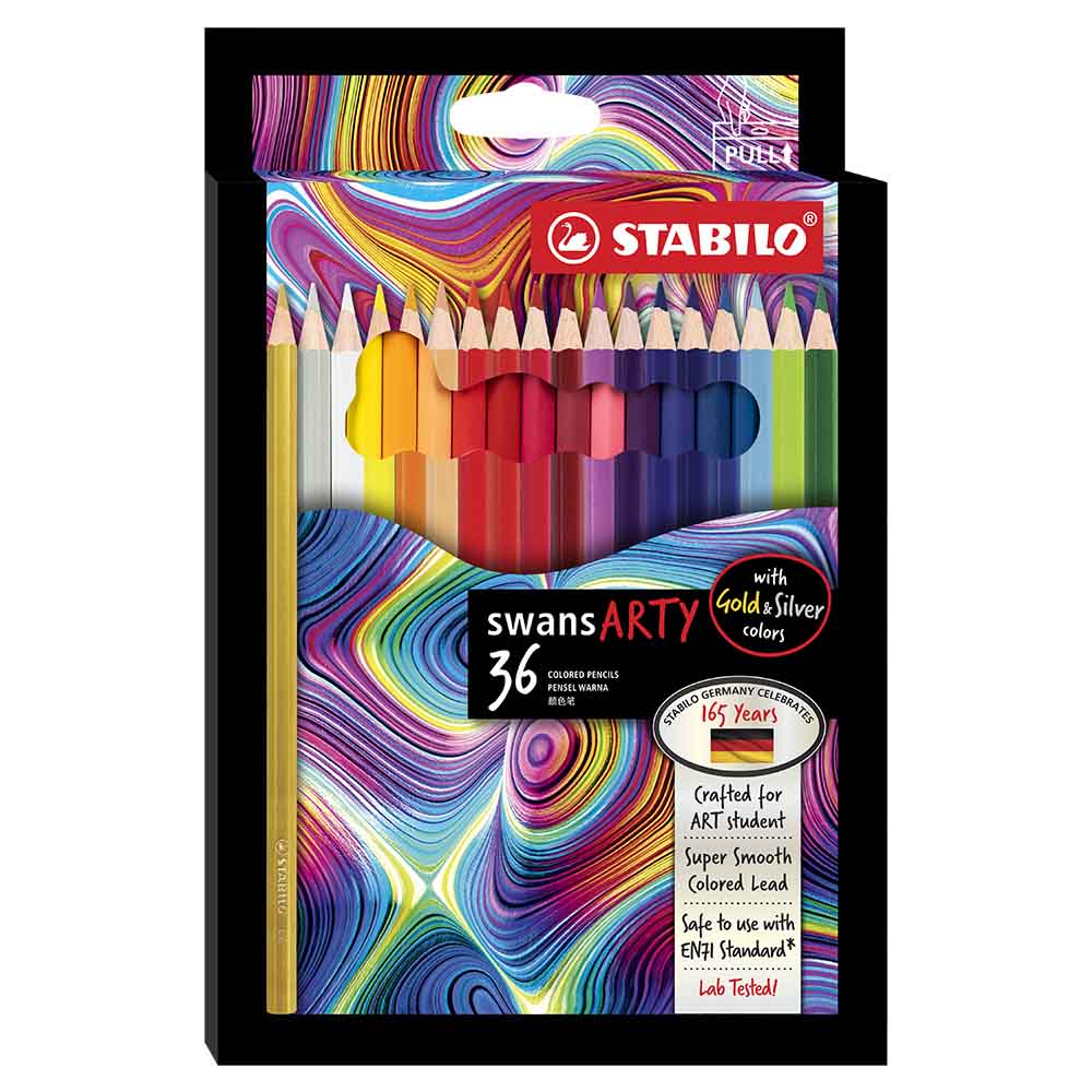 STABILO 德國 思筆樂 Swans ARTY 油性色鉛筆 紙盒 36色組/盒 ST1520/36, , large