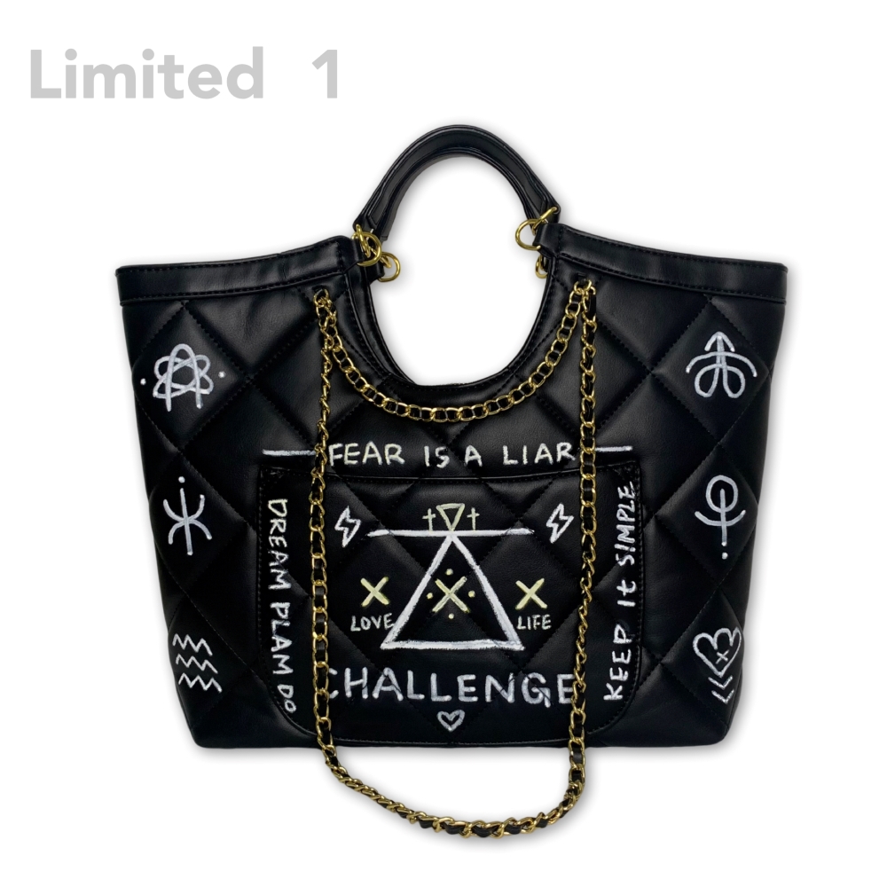 Design Graffiti Diamond Tote Bag Black (XL), , large