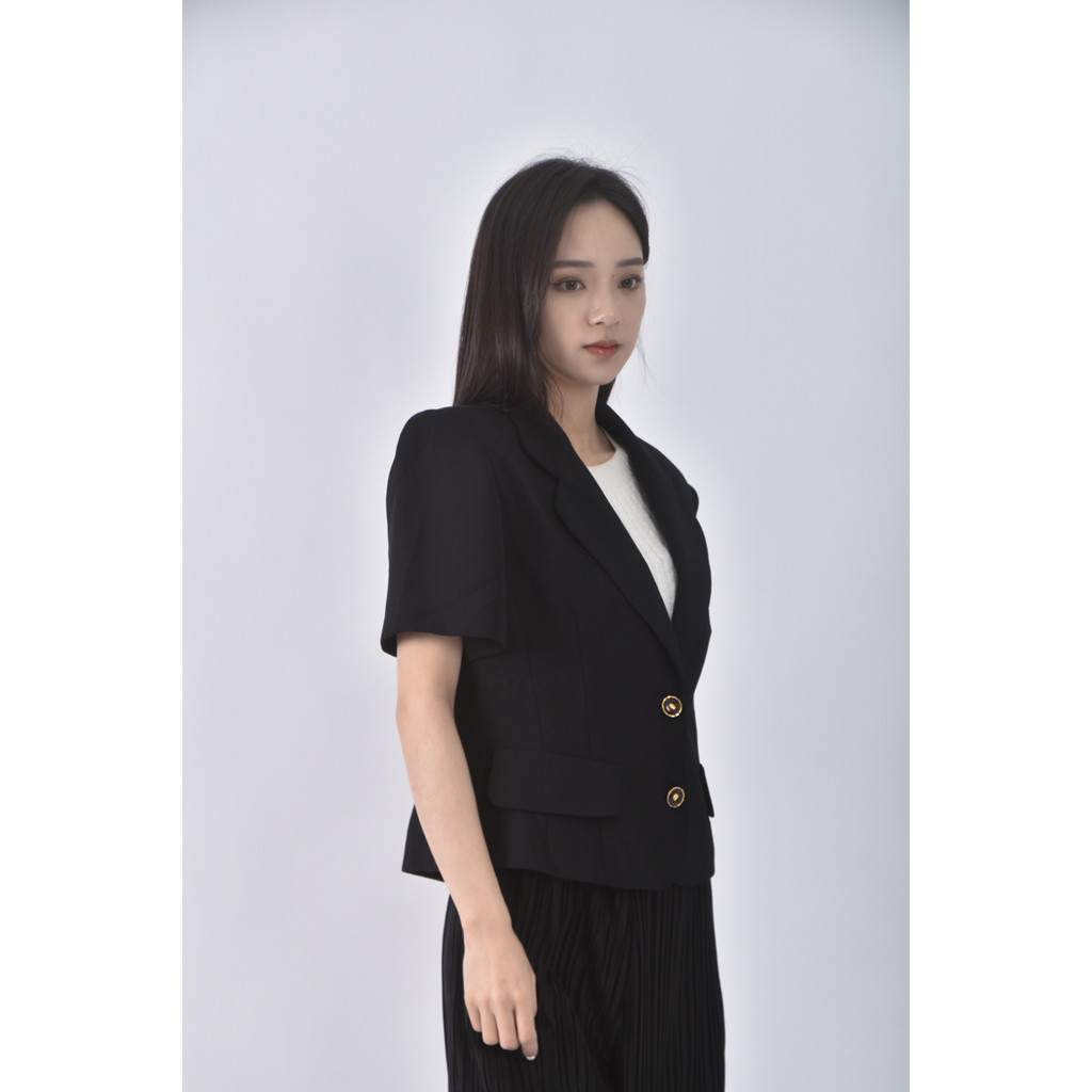 (L) pass素面黑色外套二手衣, , large