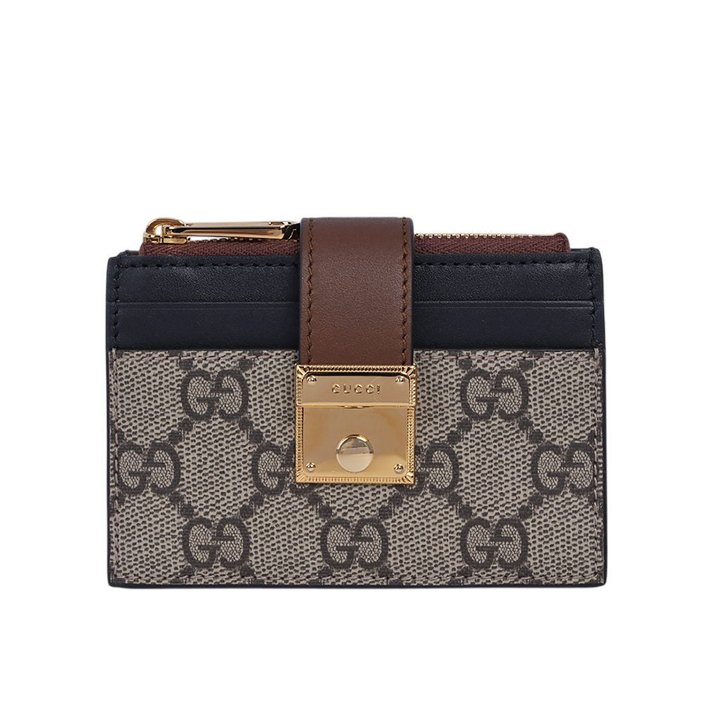 GUCCI Padlock 鎖釦設計附證件夾層拉鍊卡夾包/零錢包/烏木色/黑色, , large