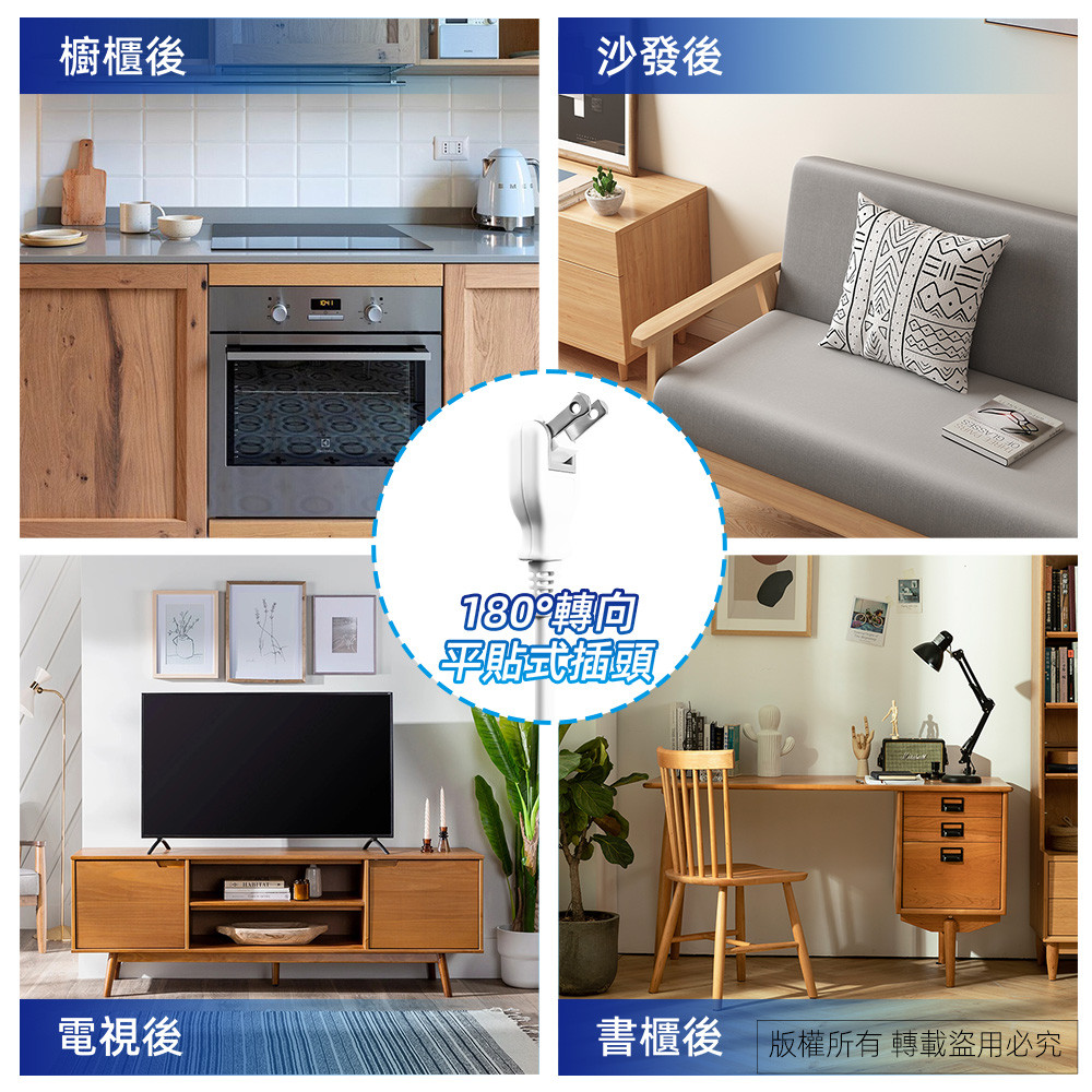 實用牌1開2插6尺2P延長線 1.8公尺  PNA212-6 防火PC材質 獨立開關設計 節能又安全, , large