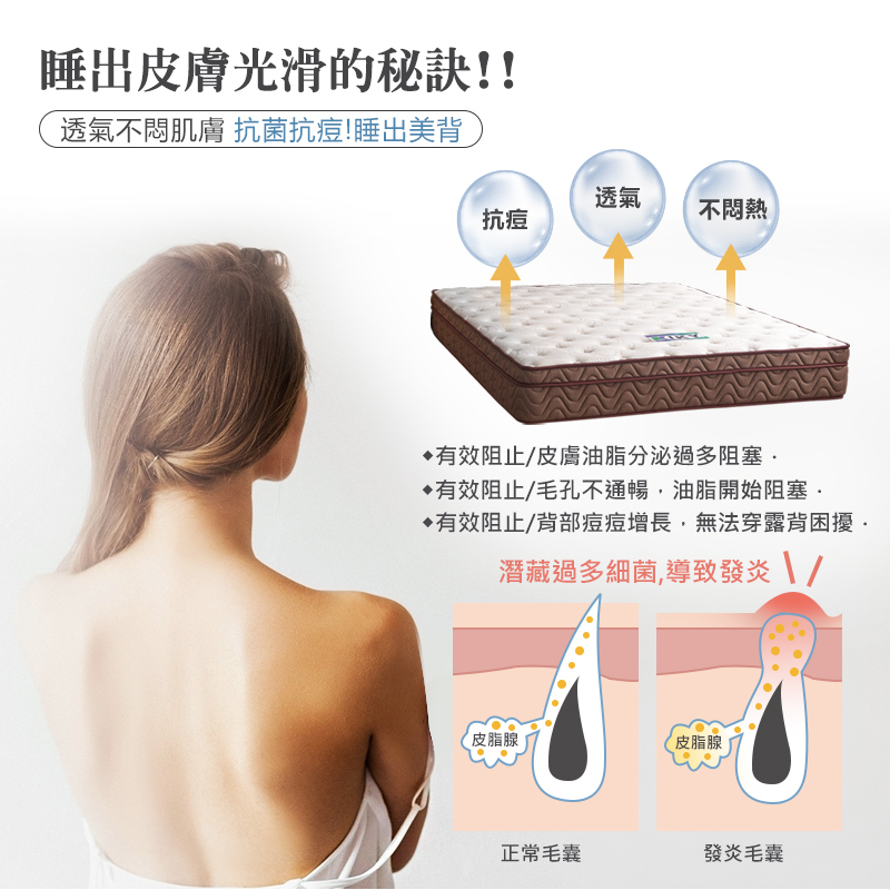 【KIKY】赫本海藻紗纖維高回彈獨立筒床墊5尺, , large