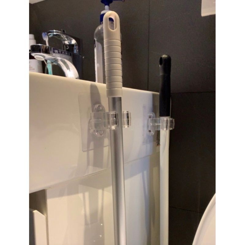 [熊好貼國際]拖把架 掃把架 好神拖(全透明)不殘膠不損磁磚 粗糙不平整光滑牆面皆可貼（超黏貼）平滑面(重覆貼)掛鈎, , large