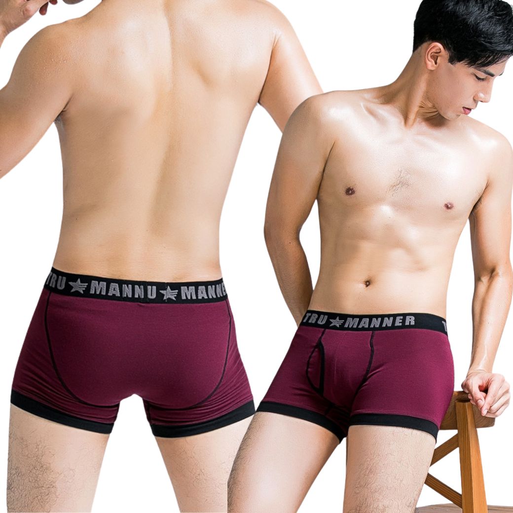 【NEONER】天絲棉彈力親膚中腰男內褲-酒紅色