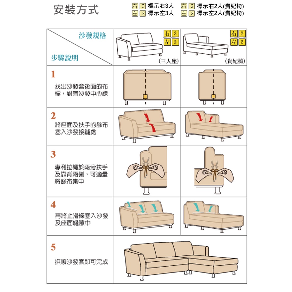 【格藍傢飾】和風綿柔仿布紋L型兩件式沙發套-右/左 (6色任選) 萬用沙發罩彈性防滑全包, , large