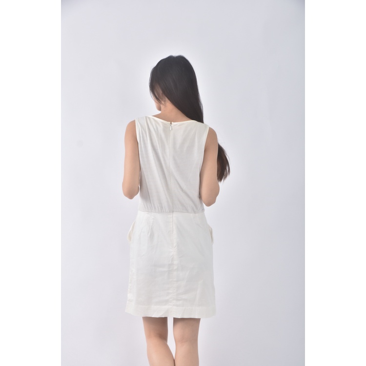 (S) le souk質感棉質無袖白色洋裝二手衣, , large