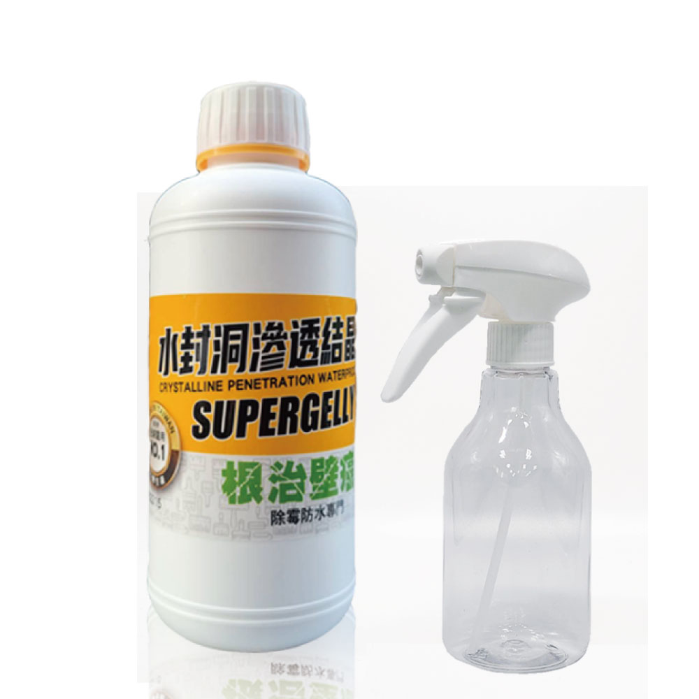 【SUPERGELLY水封洞】防水滲透壁癌結晶補強液500mlX1罐(牆壁 壁面 台灣製造 無甲醛 無重金屬), , large