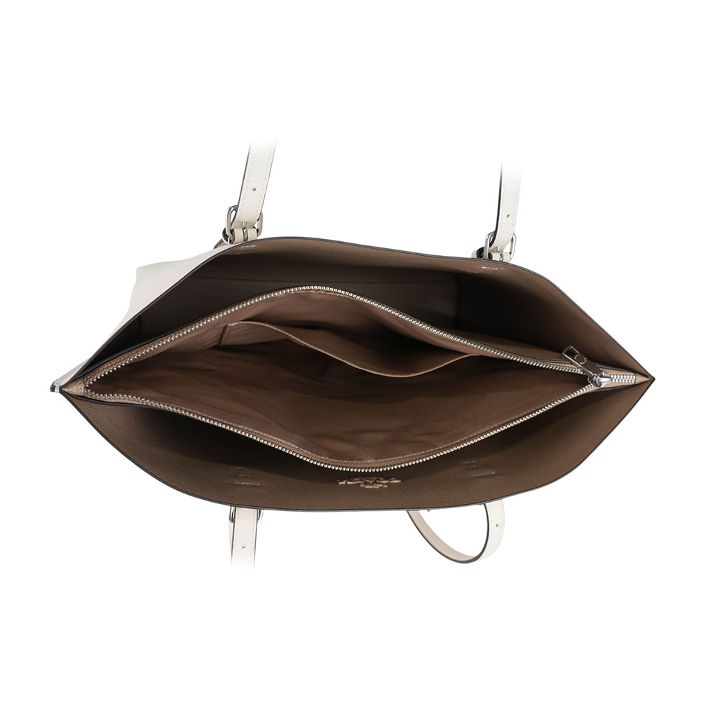 COACH Mollie 銀字雙面皮革三層托特包/白色, , large