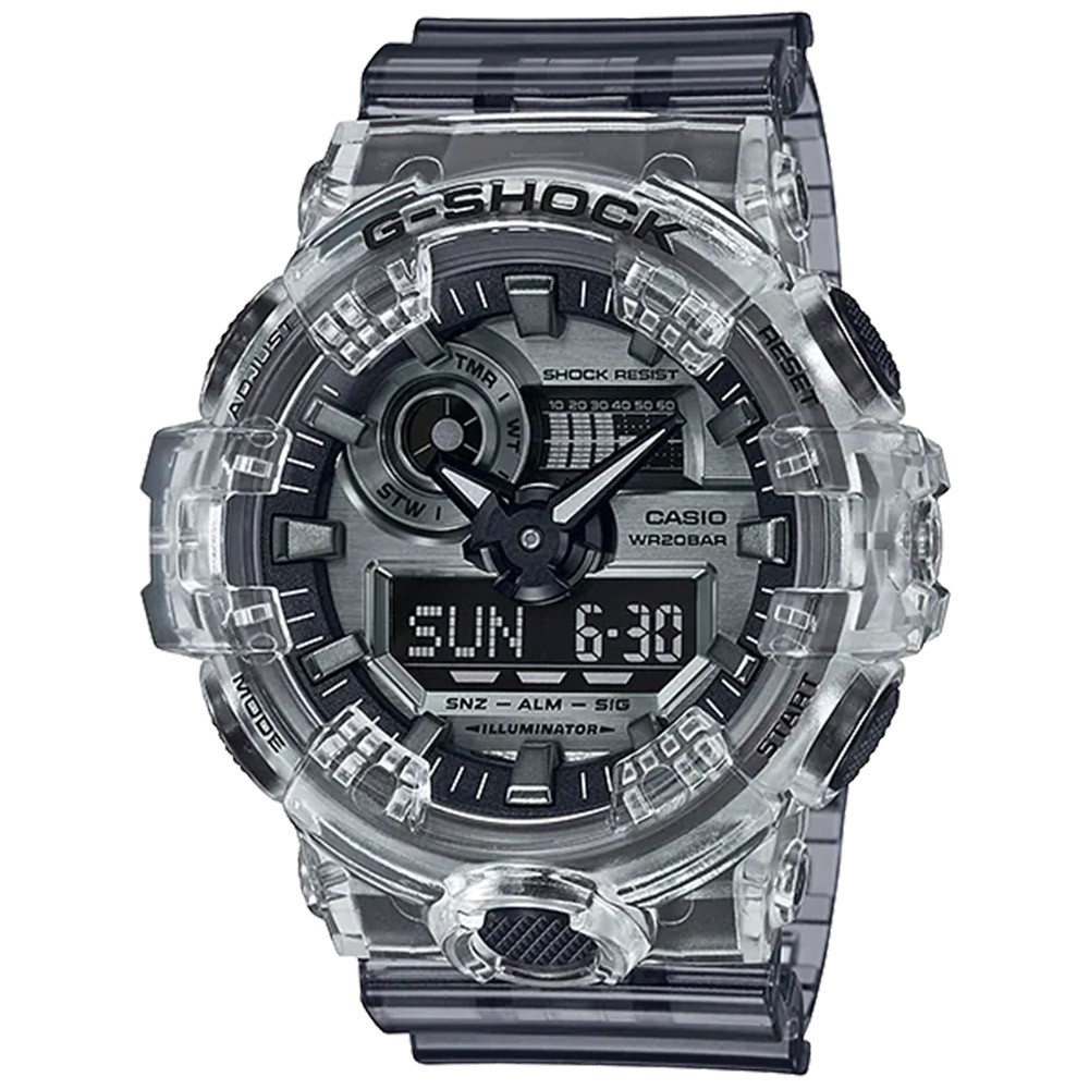 CASIO 卡西歐 G-SHOCK GA-700 80年代半透明金屬雙顯錶 GA-700SK-1A, , large