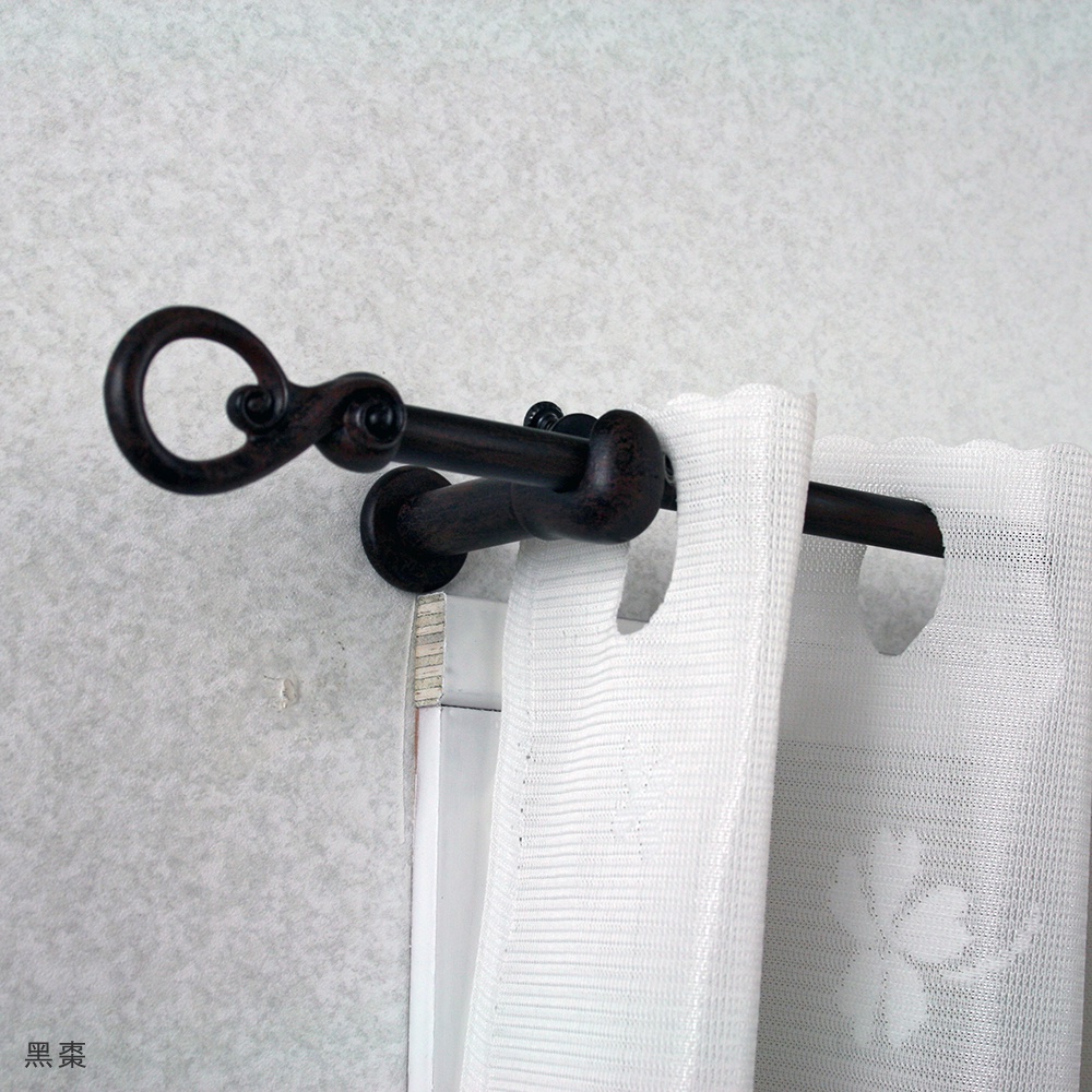 Mini Telescopic Curtain Rod – Can Opener Style Finials | 97–183cm | Ø9.8/7.8mm | Vintage European Style | For Doors & Small Windows-Black, , large