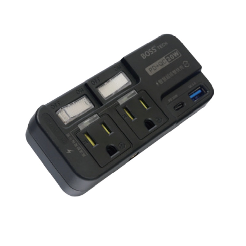2H2S3P USB Tap socket, 黑色, large