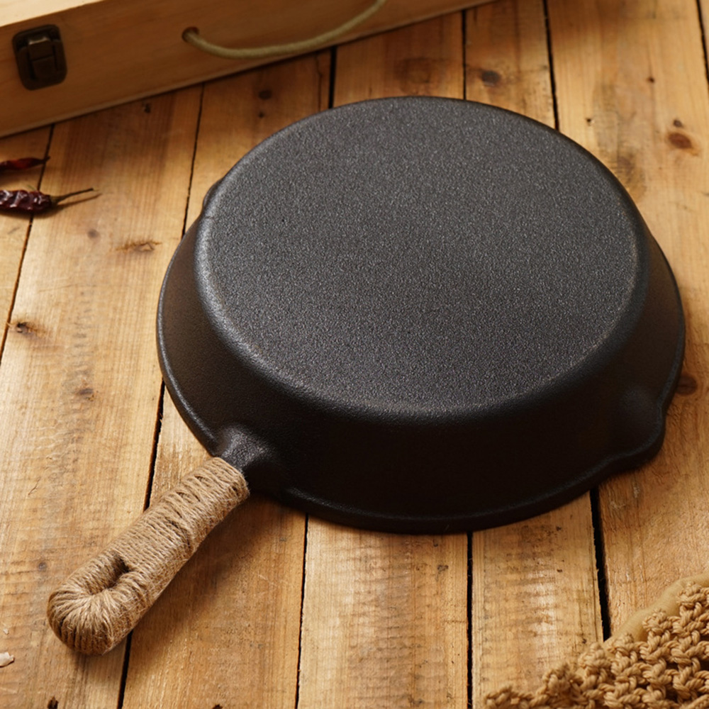 CLS 鑄鐵煎鍋 平底煎鍋 野炊鍋具 戶外露營 送麻繩 26cm, , large