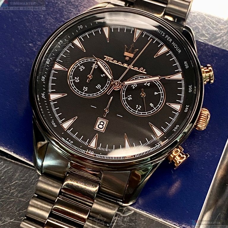 [星晴錶業]MASERATI手錶,46mm,R8873646001黑色錶面黑錶殼深黑色精鋼錶帶款, , large