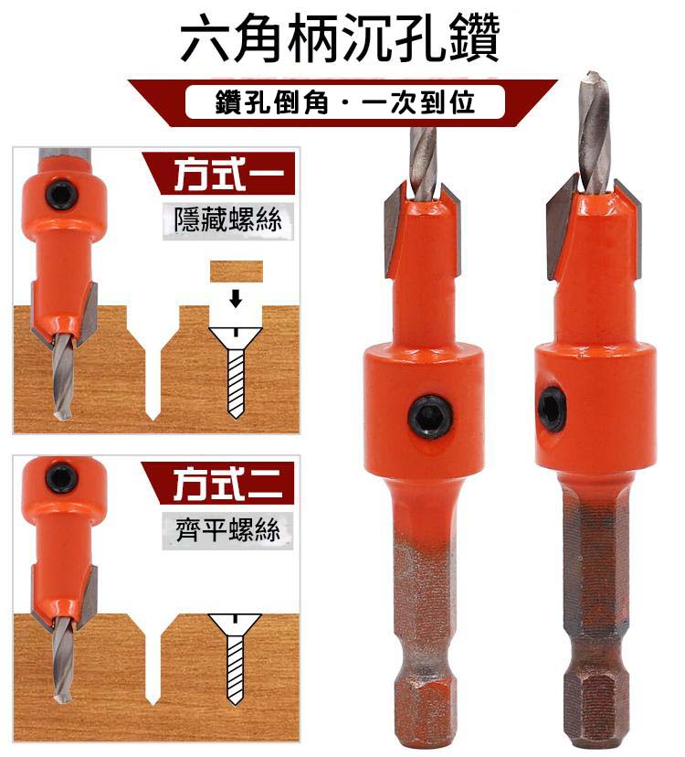 2.8x10mm hex shank countersink drill with no limit position, , large