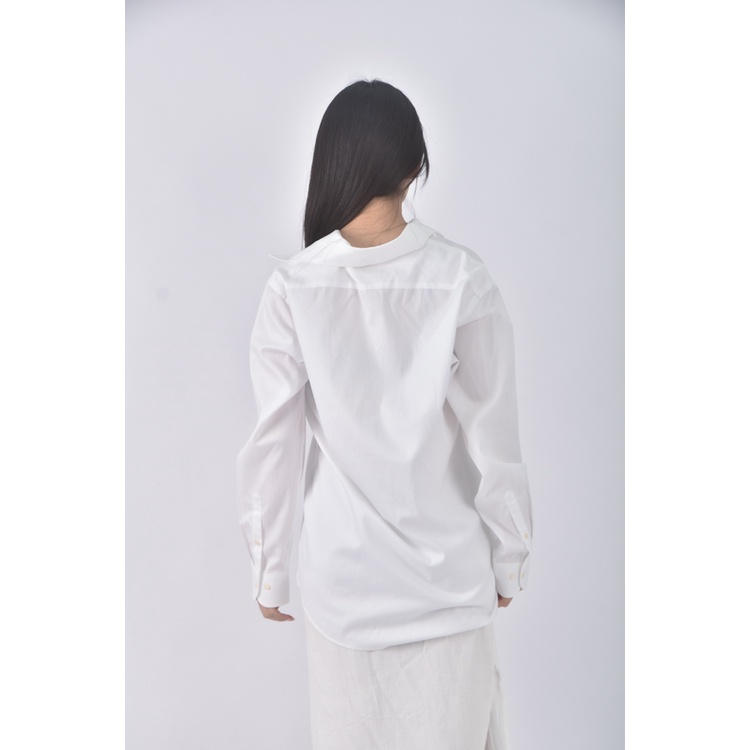 (L) uniqlo排扣白色襯衫上衣二手衣, , large