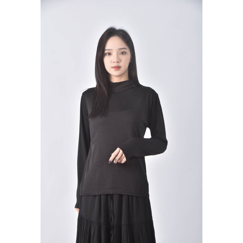 (S) 【又又私服】運動中領黑色長袖上衣二手衣, , large