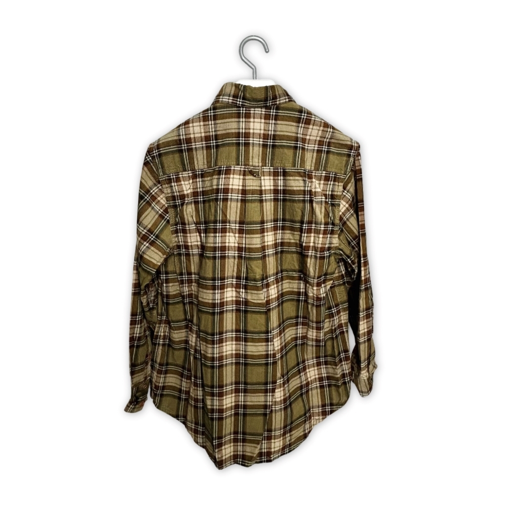 Retro plaid shirt army green, , large