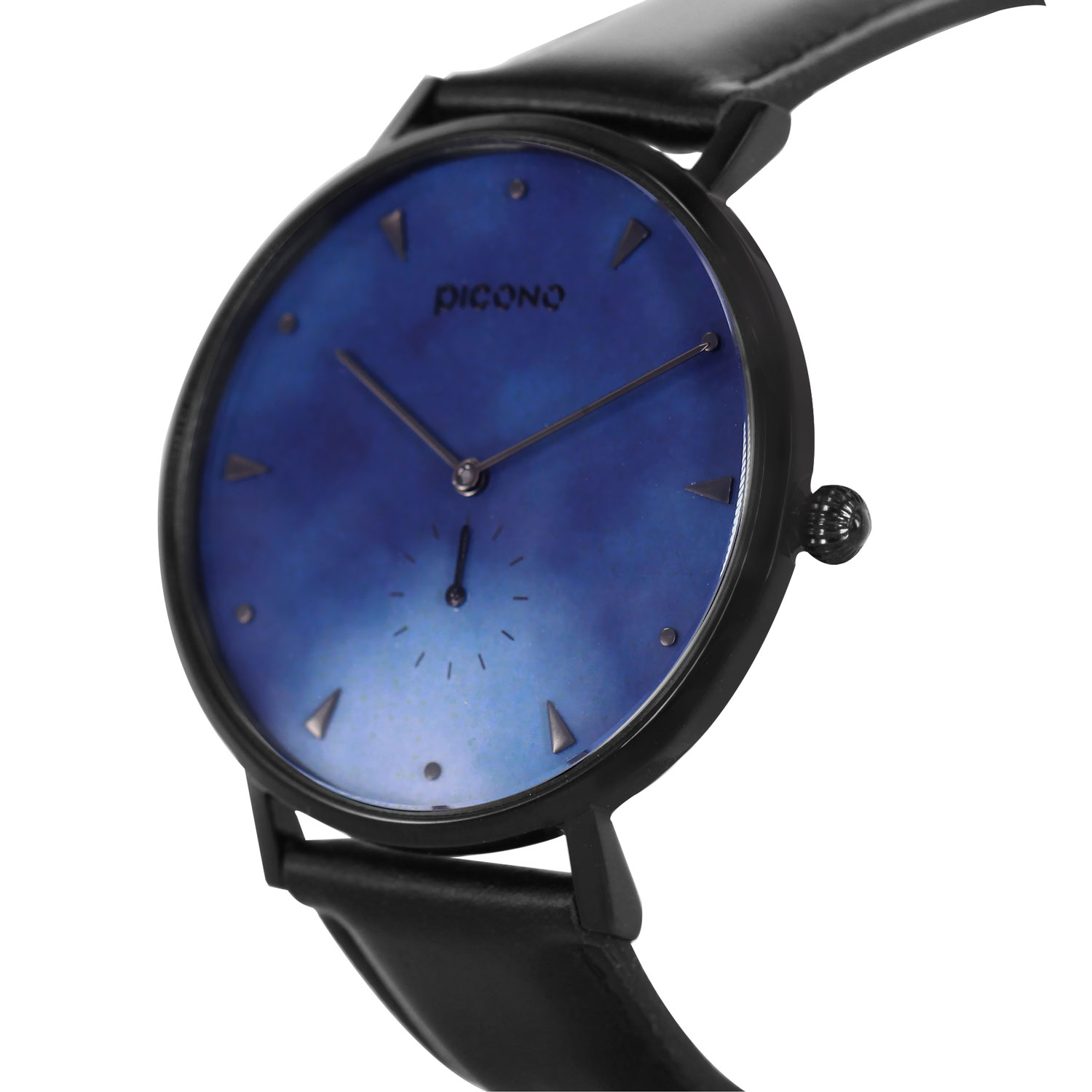 【PICONO】A week collection black leather strap watch-Blue / AW-7601, , large