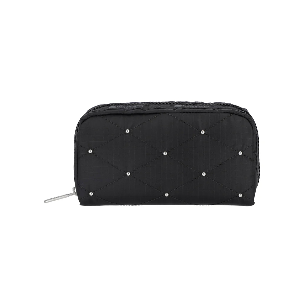 |快速出貨|Lesportsac Rectangular Cosmetic 長形化妝包 送禮推薦-黑色格紋釘飾, , large