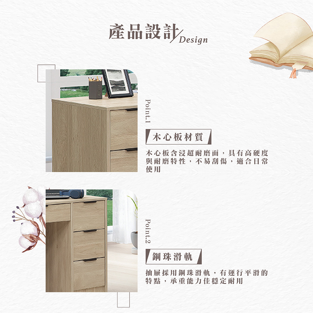 【Hampton 漢汀堡】凡可4尺書桌, , large