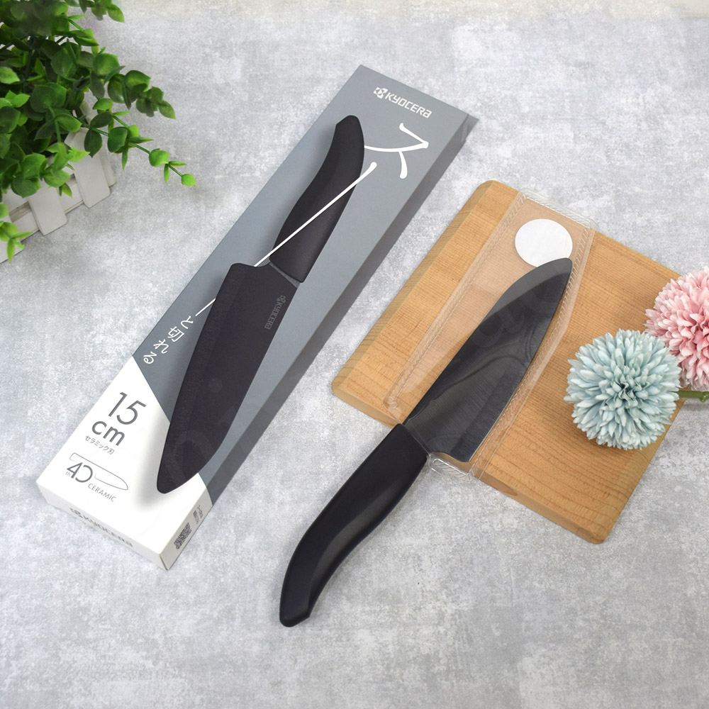 【KYOCERA京瓷】40週年限量版 日本京瓷 抗菌多功能精密陶瓷刀 料理刀 黑刃 三德刀 黑刀-(15cm), , large