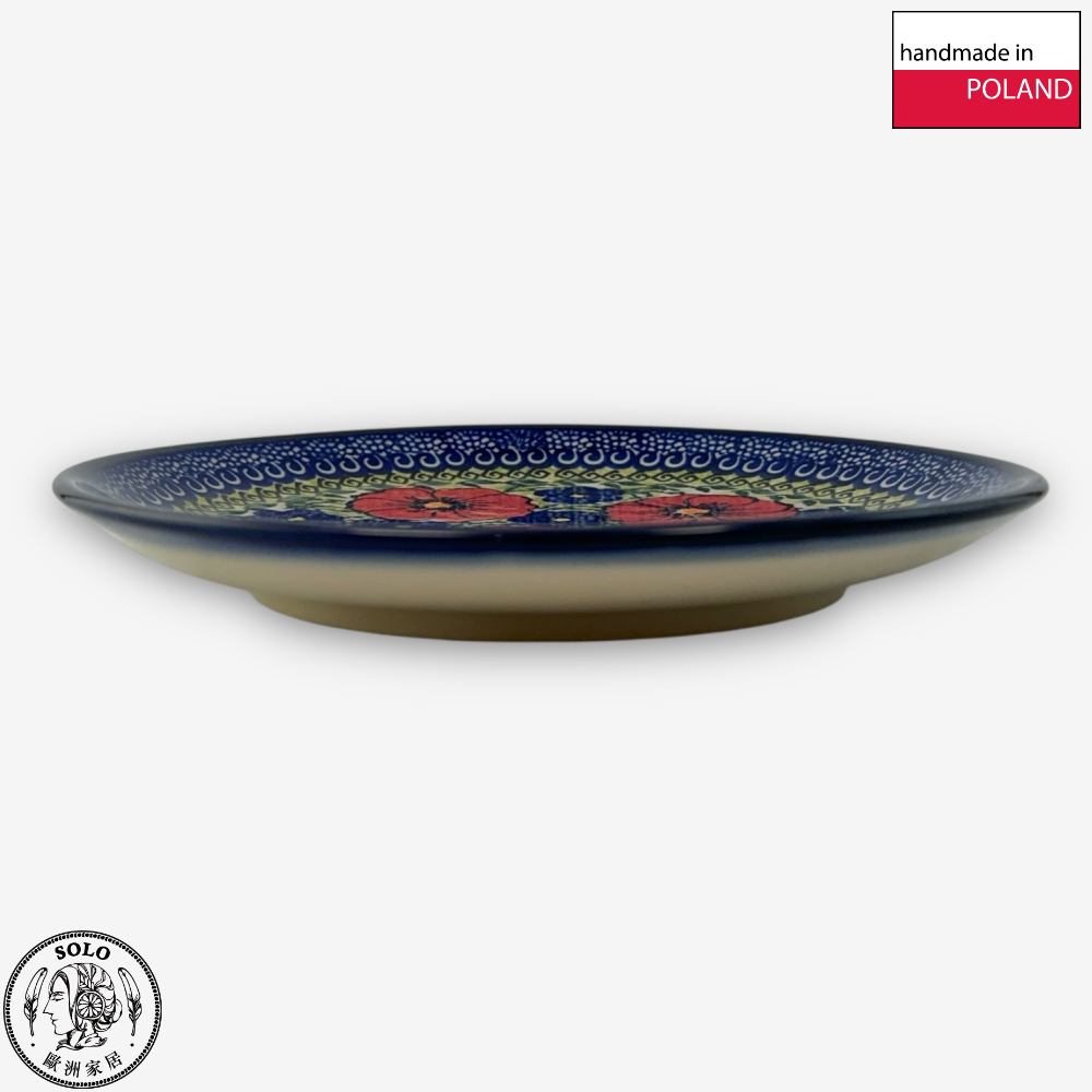 【SOLO歐洲家居】波蘭製 Cerraf 波蘭陶 19cm 圓盤 紅藍花徑系列, , large