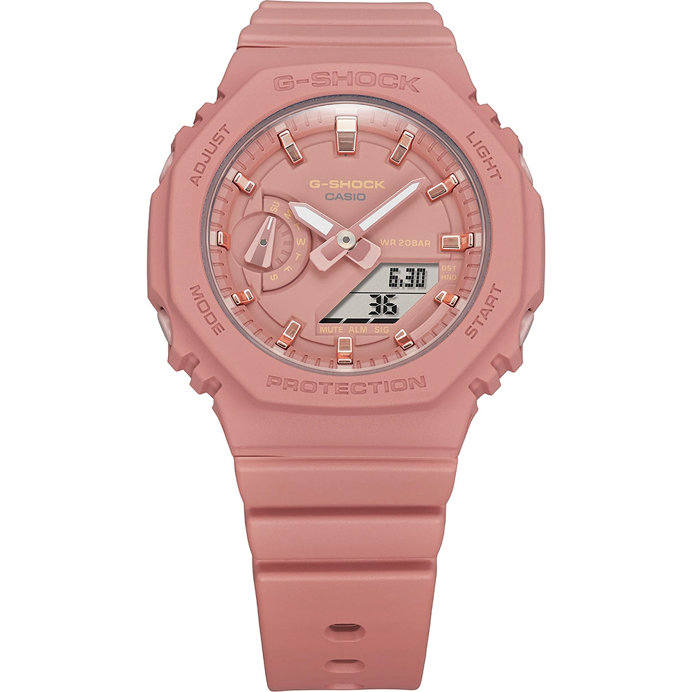 CASIO 卡西歐 G-SHOCK 珊瑚粉 八角雙顯手錶 GMA-S2100-4A2, , large
