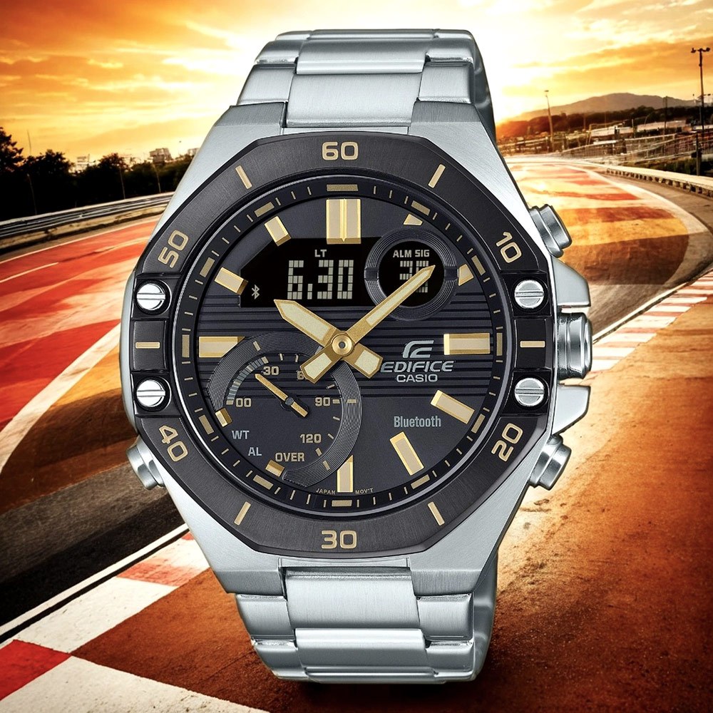 CASIO 卡西歐 EDIFICE 八角形賽車風格藍芽手錶 ECB-10DB-1A9, , large