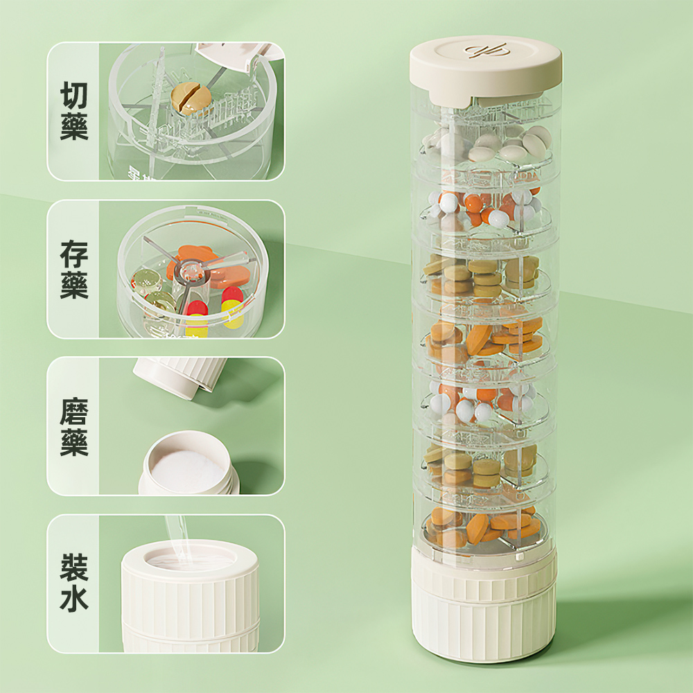 【上手家居】切藥器藥盒 奶油白(磨藥器/隨身藥盒/分藥盒/分裝藥盒/切藥盒/攜帶藥盒/分藥器), , large