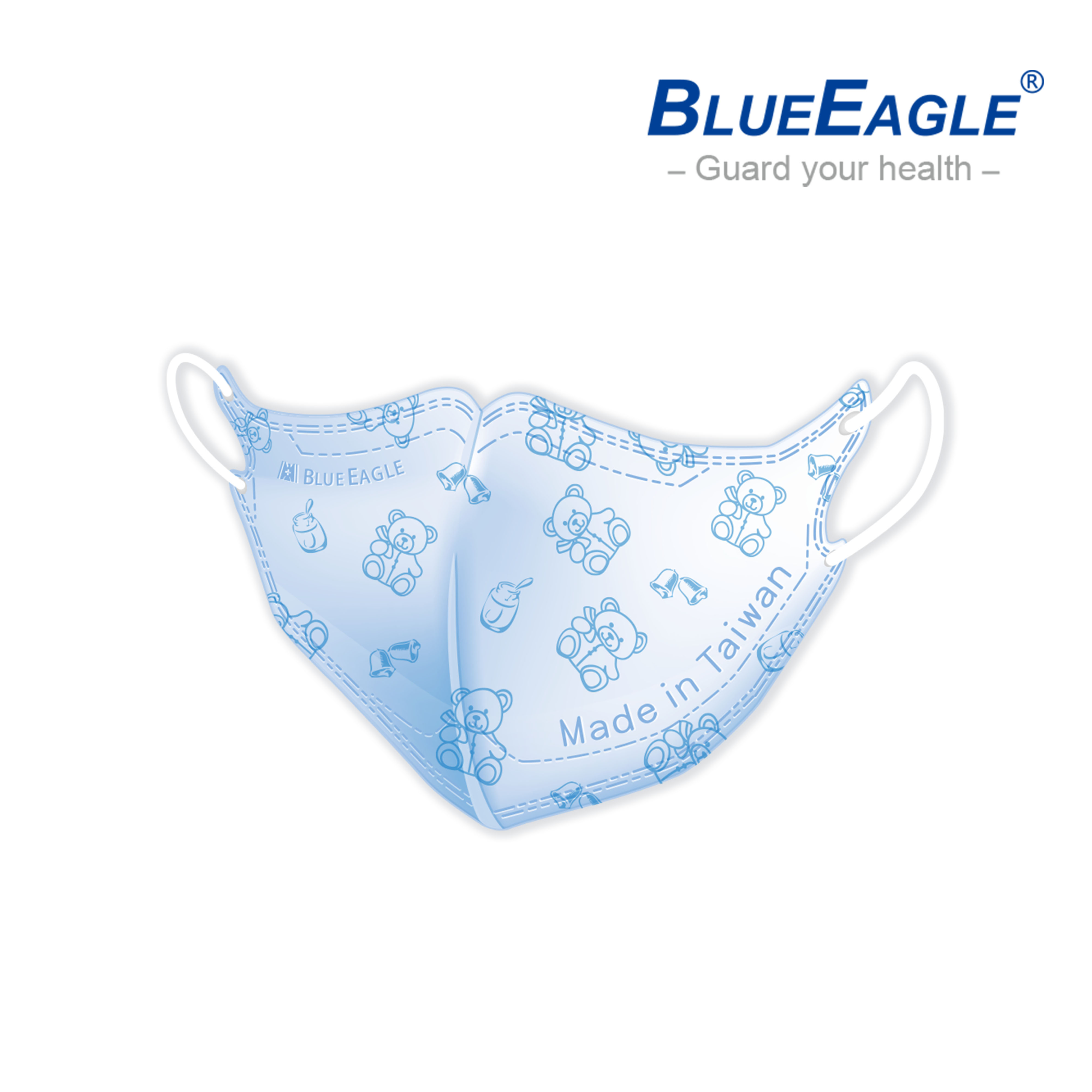 【Blue Eagle】N95 3D Kids Medical Face Mask (Ages 6-10) Bags, 藍熊, large