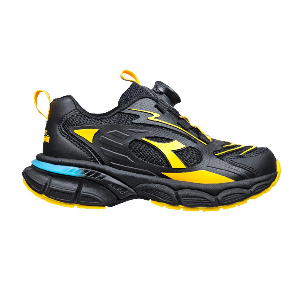 DIADORA迪亞多那 時尚兒童咔咔扣鞋 童運動鞋 童鞋 寬楦 輕量 吸震 保護後跟 抗菌 除臭 耐磨 防滑 黑黃 粉紫, , large