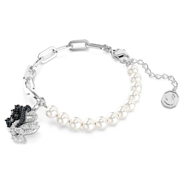 SWAROVSKI 施華洛世奇 Swan 黑白天鵝 愛與美水晶珍珠手鍊(5705720), , large
