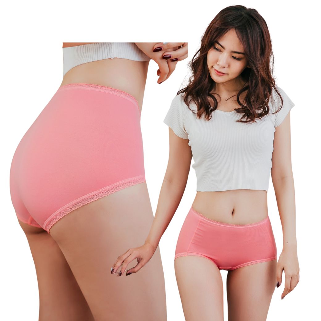 NEONER Tencel high waist anti-bacterial underwear -pink complexion(L), , large