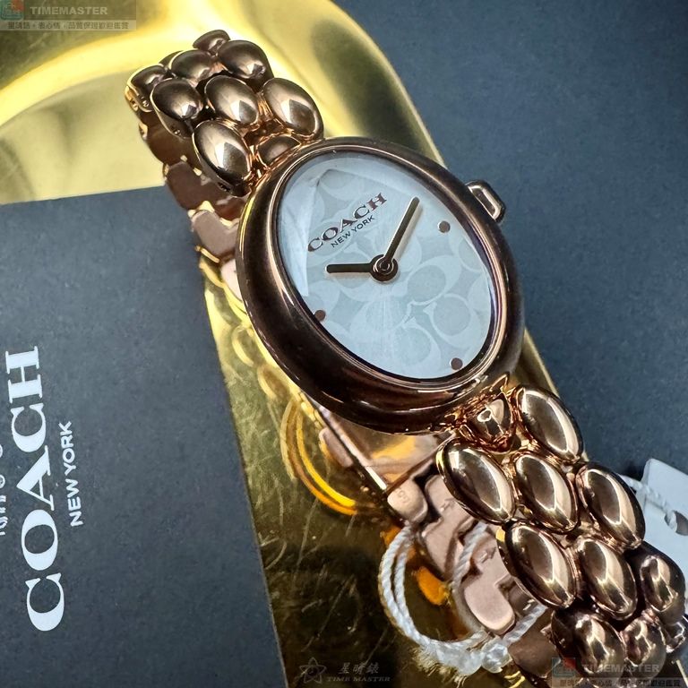 [星晴錶業]COACH手錶,22mm28mm,CH00267白色幾何立體圖形錶面玫瑰金色錶殼玫瑰金色精鋼錶帶款, , large