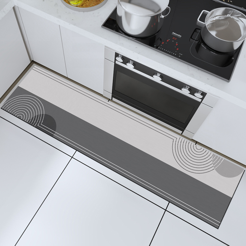 廚房專用珪藻土軟地墊 【同心圓紋45*200】 吸水快乾 方便收納 防滑底部 快速吸水 珪藻土地墊  廚房 地墊 軟地墊, , large